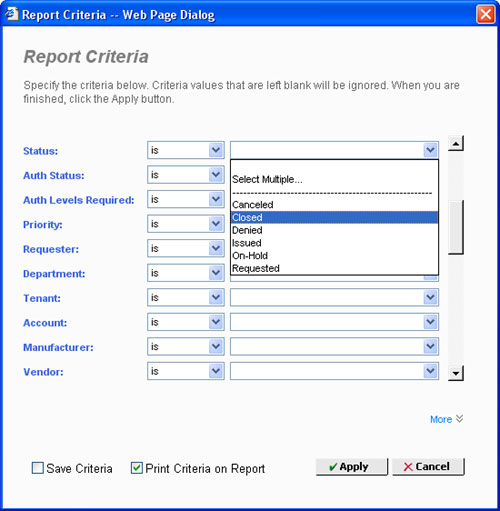 The Report Criteria Lookup